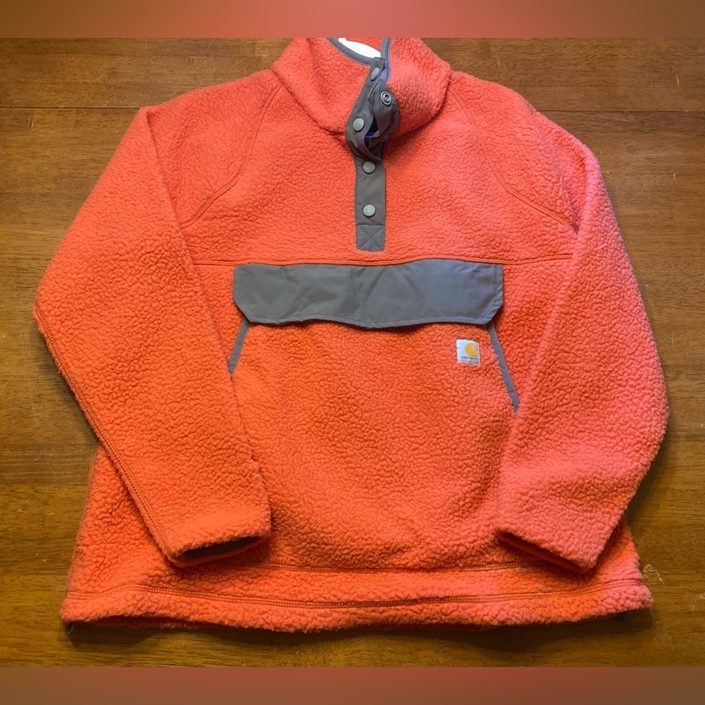 Carhartt Sherpa Pullover with Snap Buttons in Earthen Clay L